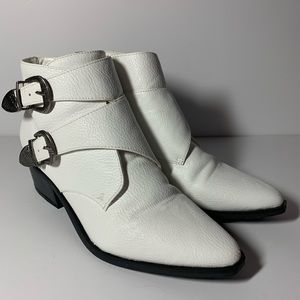 White Urban Outfitters Buckle Booties
